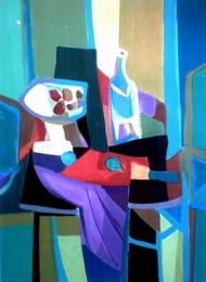 tableau moderne expressionniste bleu