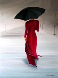 tableau femme au parapluie