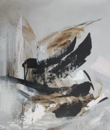 tableau abstrait contemporain gris beige noir