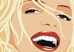 Tableau pop art visage femme blonde