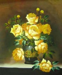 tableau moderne roses jaunes