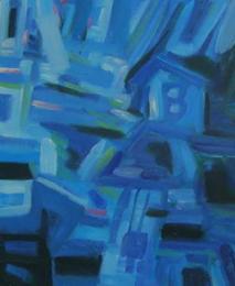 tableau bleu cubiste abstrait