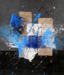 tableau abstrait contemporain gris bleu beige