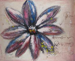 tableau moderne fleur mauve et bleue