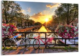 tableau impression sur verre Vélos Canal Amsterdam