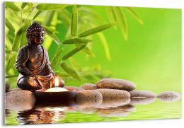 tableau sur verre bouddha zen vert