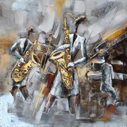 Tableau art métal 3D concert saxophone