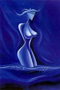 tableau moderne femme en bleue